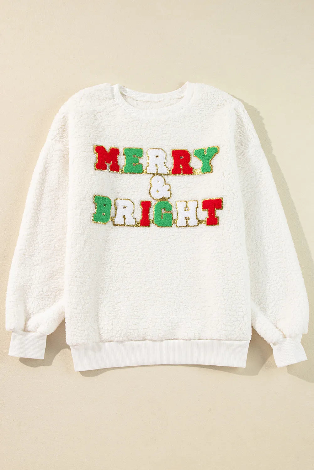 MERRY &amp; BRIGHT Round Neck Long Sleeve Sweatshirt