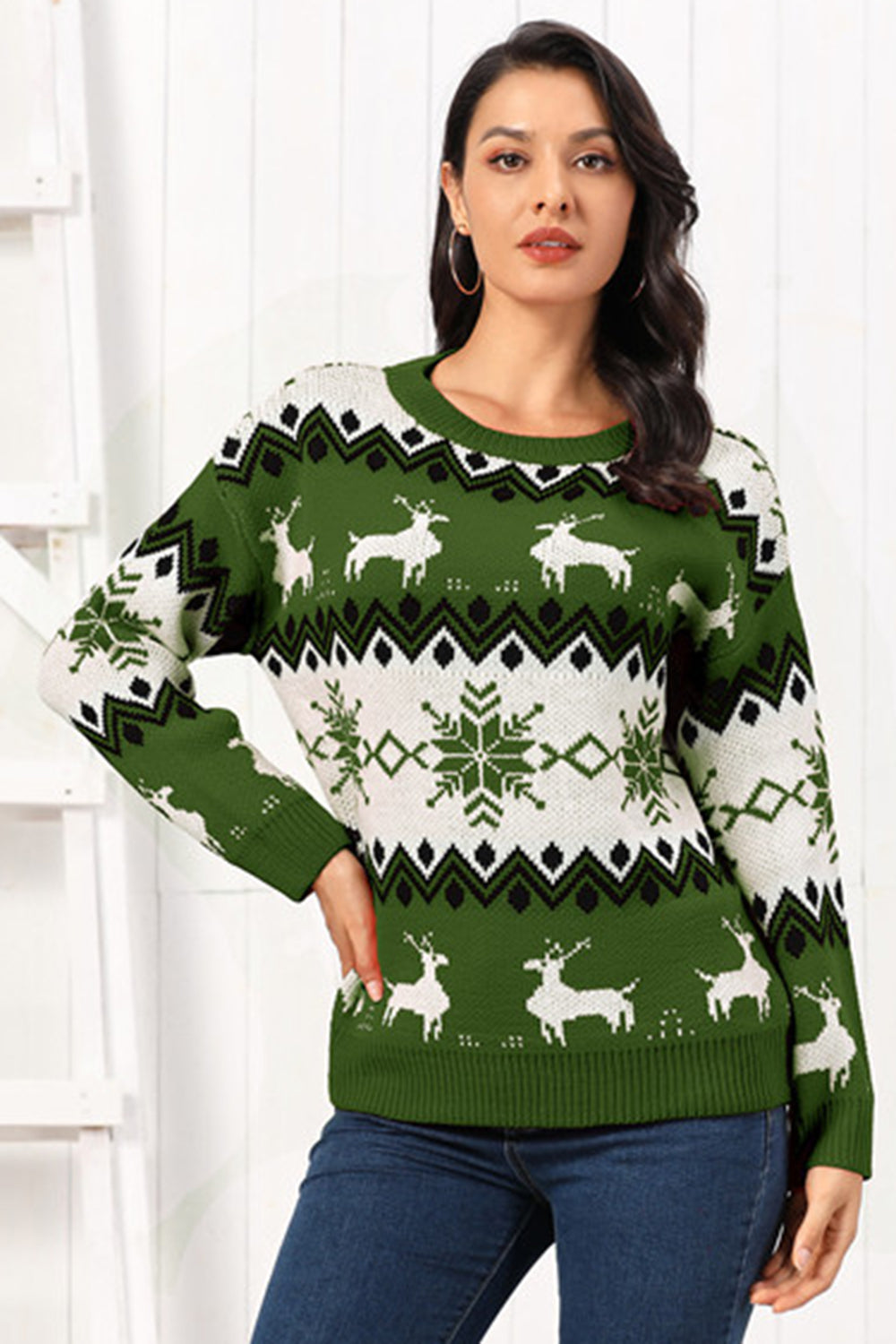 Reindeer Round Neck Sweater