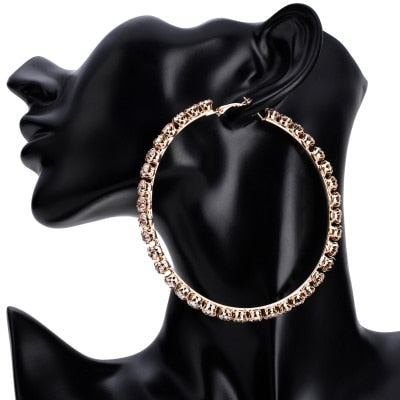 Stunning Glass Rhinestone Gems Hoop Earrings