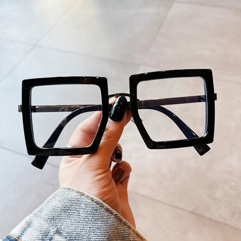 Square Leopard Transparent Glasses