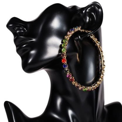 Stunning Glass Rhinestone Gems Hoop Earrings