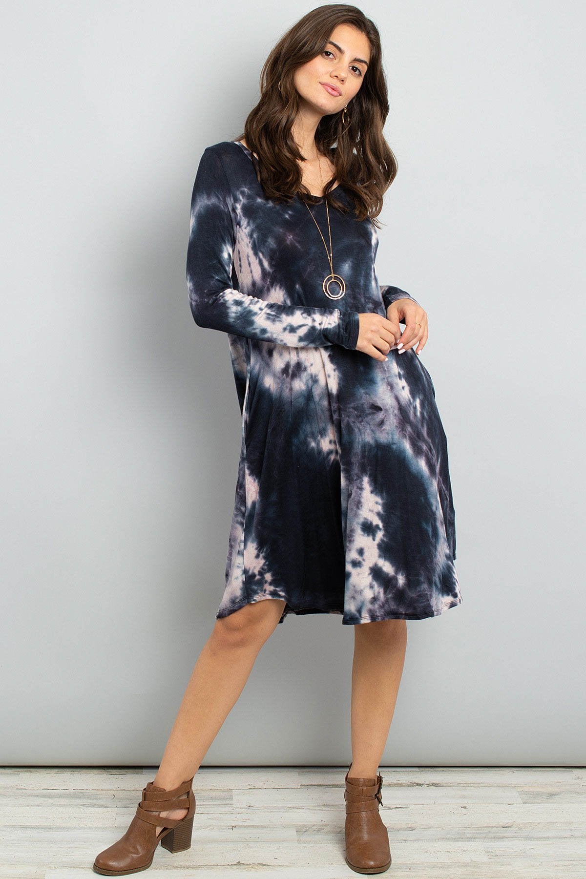 rounded hem midi dress