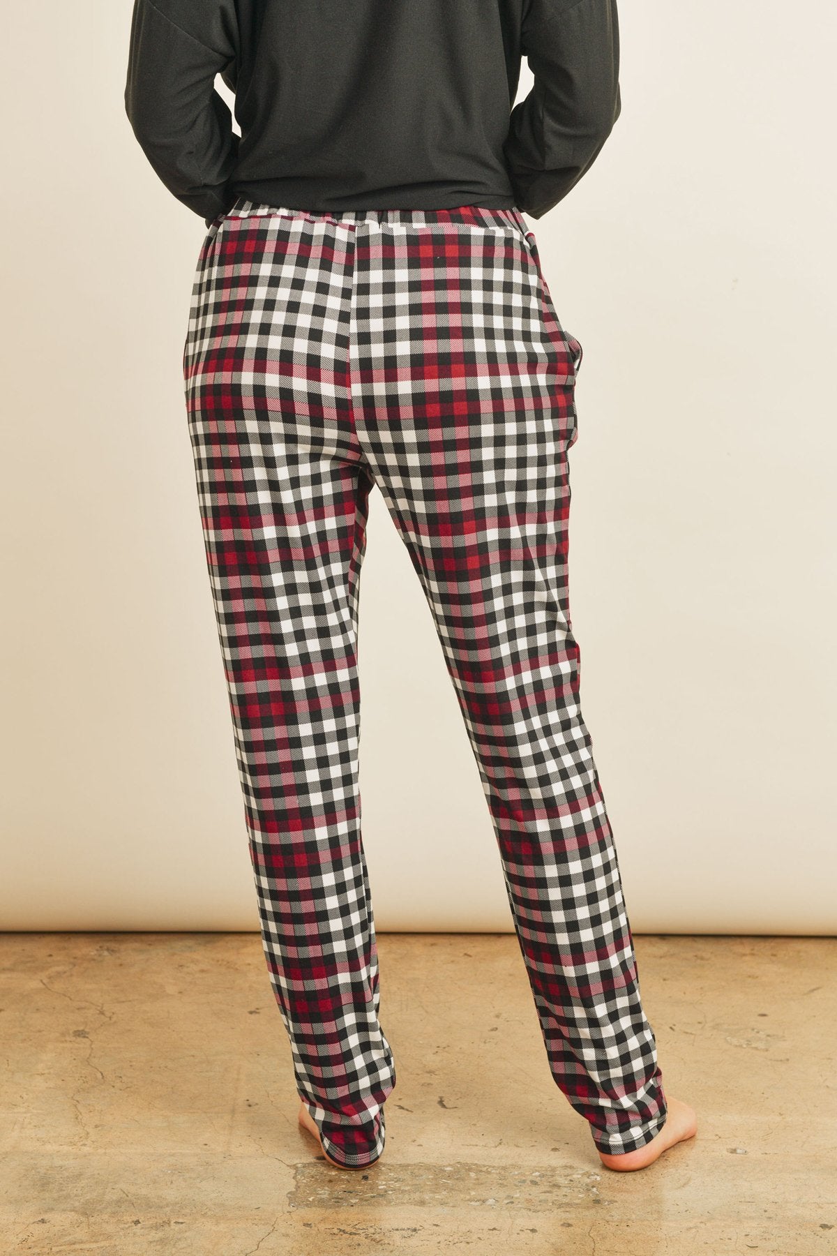 solid top plaid pocket