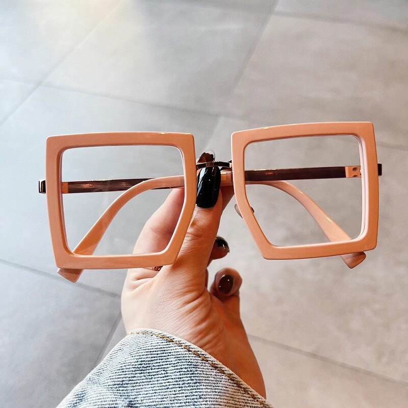 Square Leopard Transparent Glasses