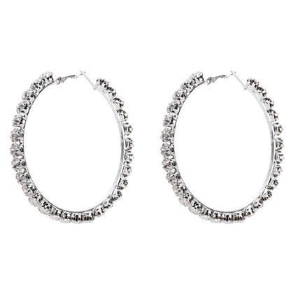 Stunning Glass Rhinestone Gems Hoop Earrings