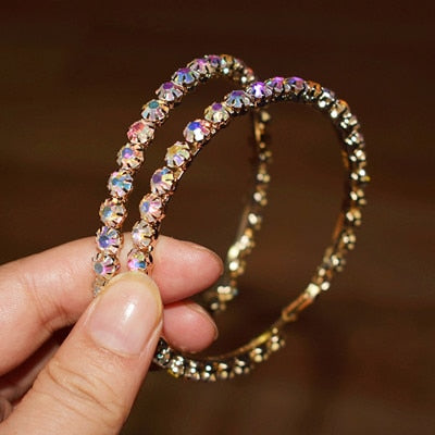 Stunning Glass Rhinestone Gems Hoop Earrings