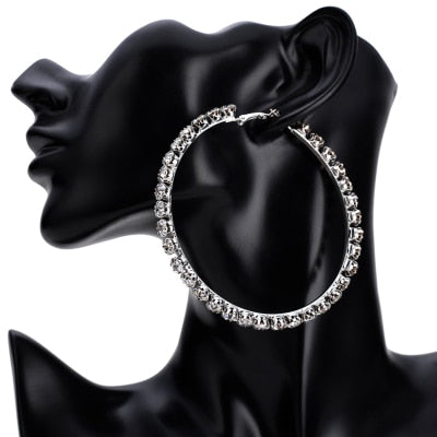 Stunning Glass Rhinestone Gems Hoop Earrings