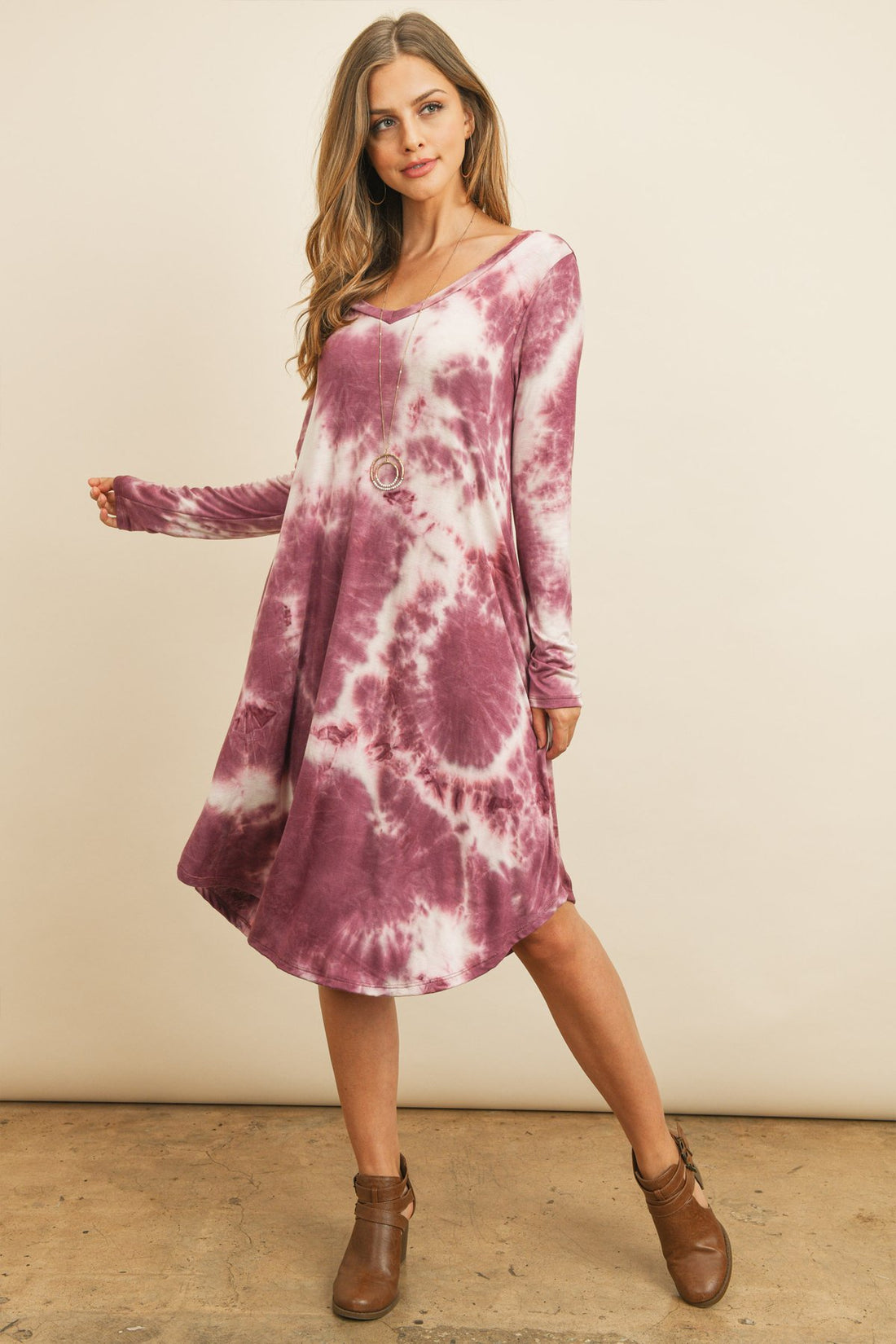 rounded hem midi dress