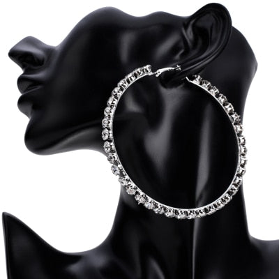 Stunning Glass Rhinestone Gems Hoop Earrings