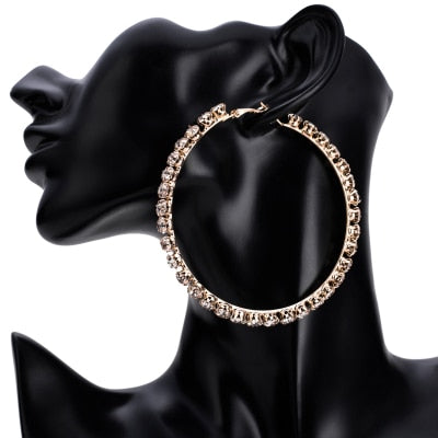 Stunning Glass Rhinestone Gems Hoop Earrings