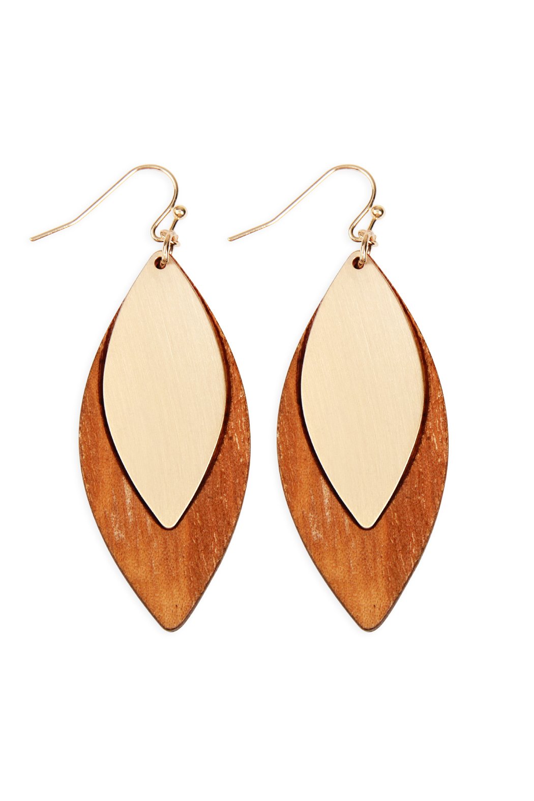 satin metal wood earrings