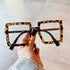 Square Leopard Transparent Glasses