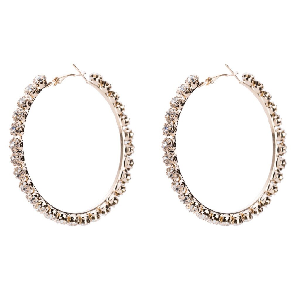 Stunning Glass Rhinestone Gems Hoop Earrings